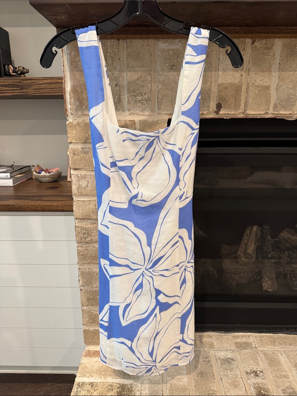 Lulus Blue and White Floral One-Piece Dress (small)